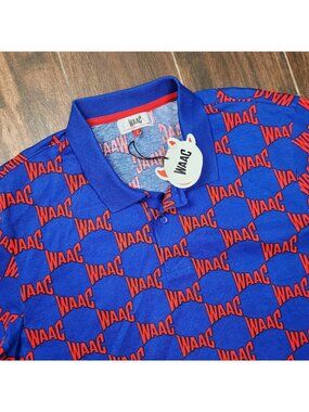 NEW WAAC Shirt Mens Small Allover Print Golf Polo Pique Golfer Win At All Costs